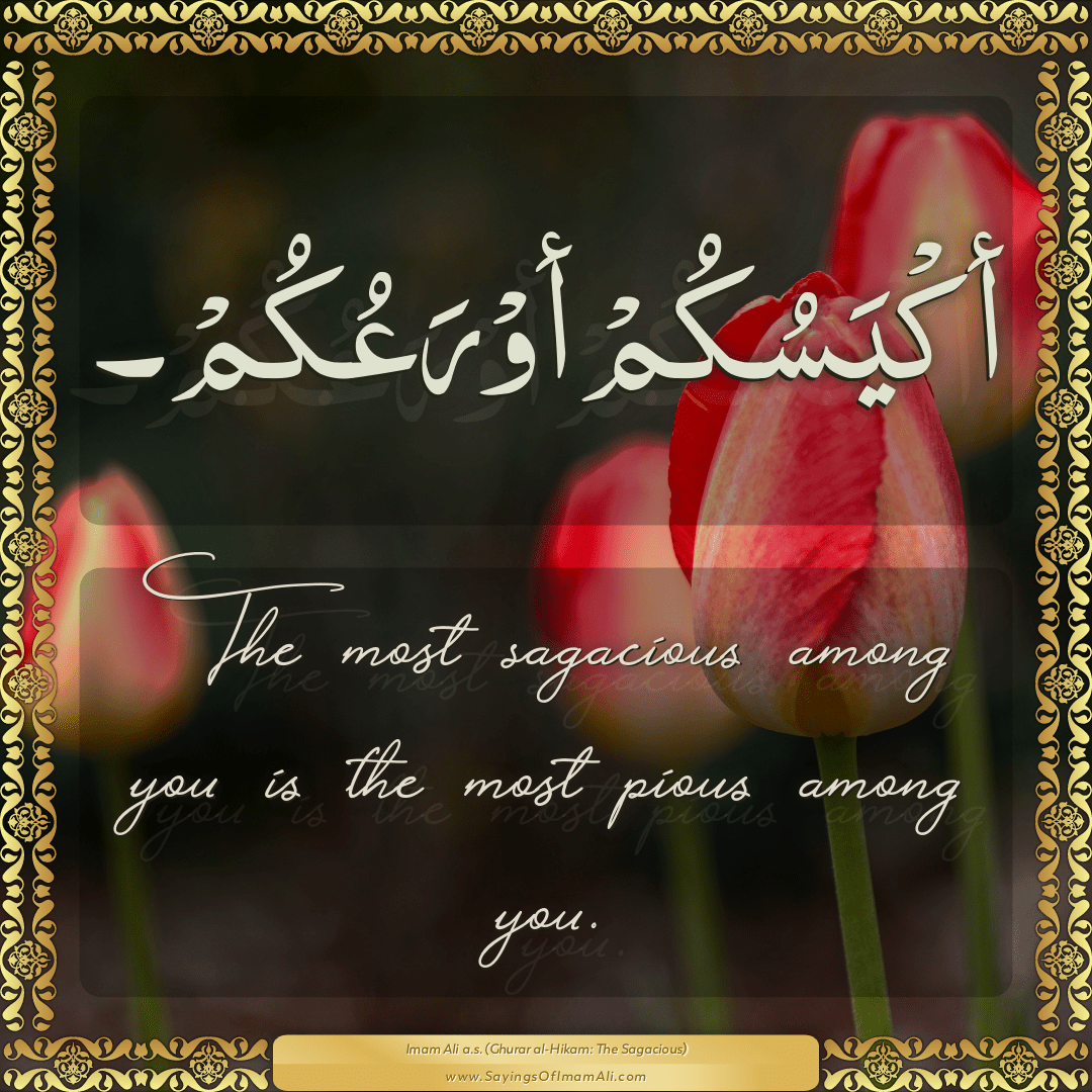 The most sagacious among you is the most pious among you.